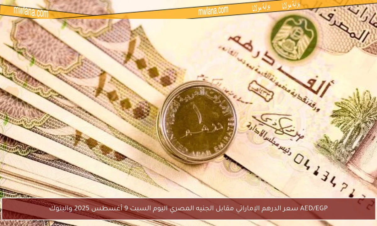 AED/EGP سعر الدرهم الإماراتي مقابل الجنيه المصري اليوم السبت 9 أغسطس 2025 والبنوك