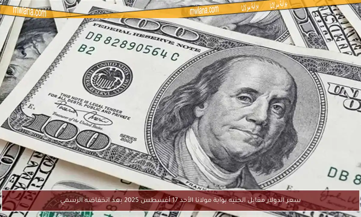 سعر الدولار مقابل الجنيه بوابة مولانا الأحد 17 أغسطس 2025 بعد انخفاضه الرسمي