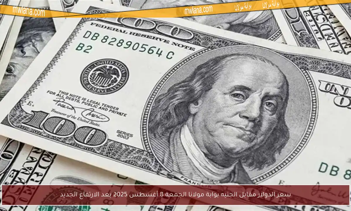 سعر الدولار مقابل الجنيه بوابة مولانا الجمعة 8 أغسطس 2025 بعد الارتفاع الجديد