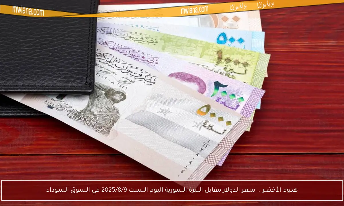 هدوء الأخضر .. سعر الدولار مقابل الليرة السورية اليوم السبت 2025/8/9 في السوق السوداء