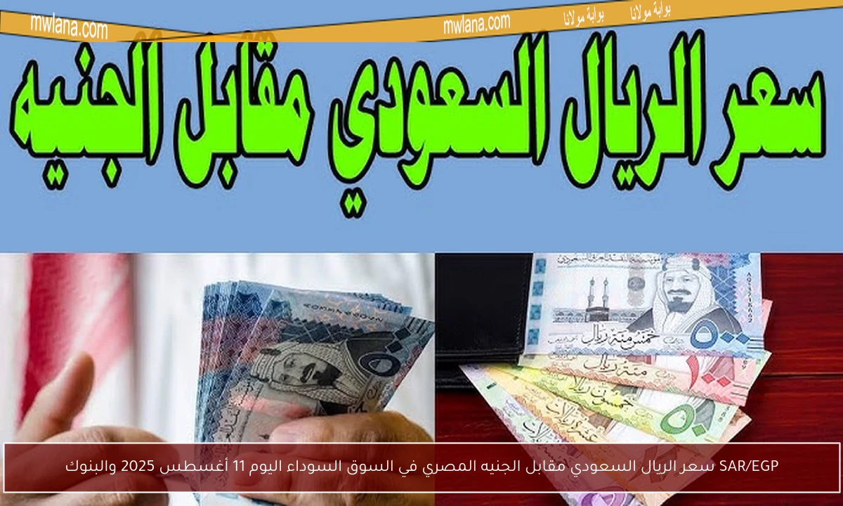 SAR/EGP سعر الريال السعودي مقابل الجنيه المصري في السوق السوداء اليوم 11 أغسطس 2025 والبنوك
