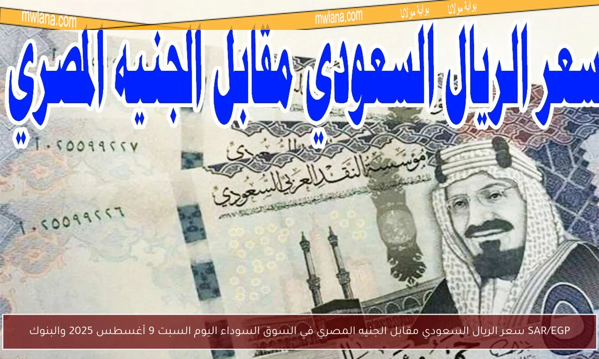 SAR/EGP سعر الريال السعودي مقابل الجنيه المصري في السوق السوداء اليوم السبت 9 أغسطس 2025 والبنوك