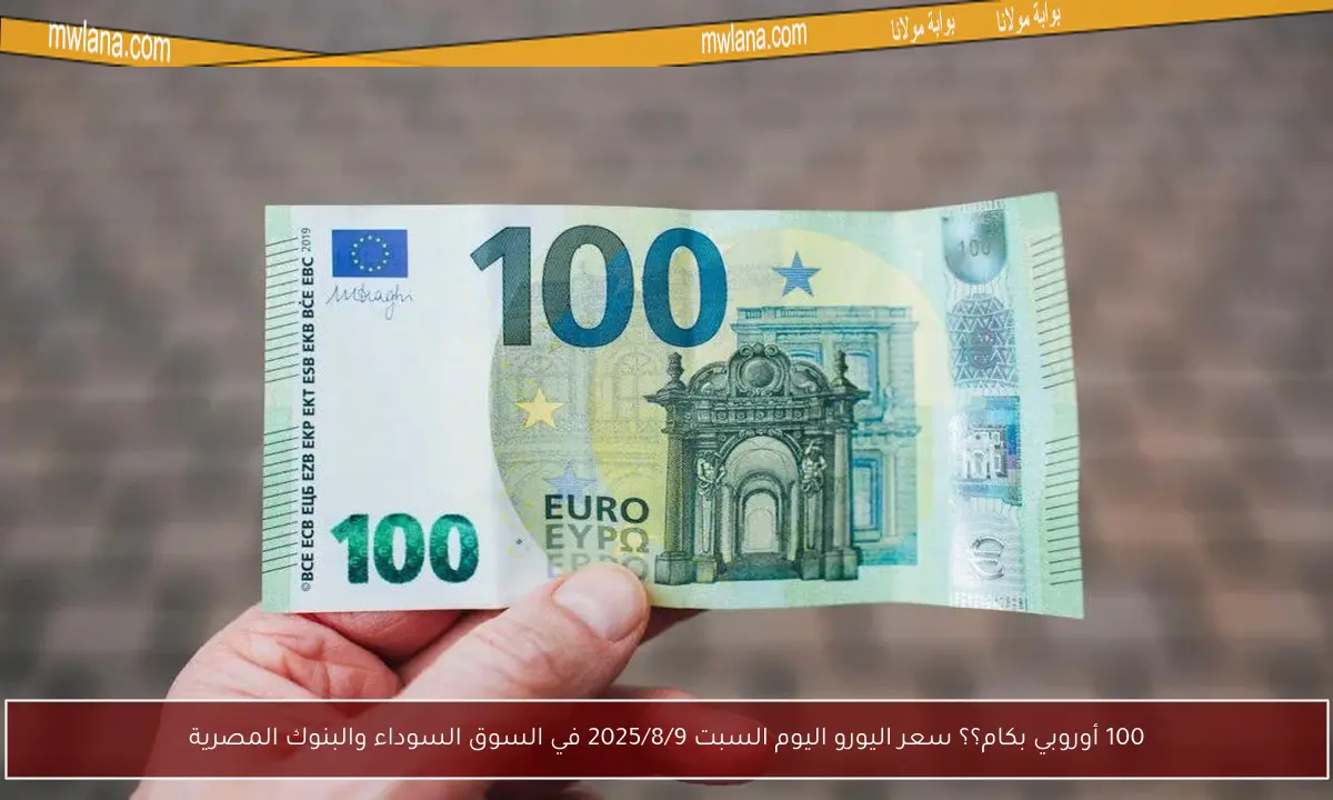 100 أوروبي بكام؟؟ سعر اليورو اليوم السبت 2025/8/9 في السوق السوداء والبنوك المصرية