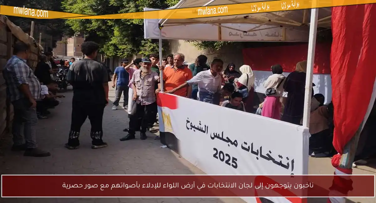 ناخبون يتوجهون إلى لجان الانتخابات في أرض اللواء للإدلاء بأصواتهم مع صور حصرية