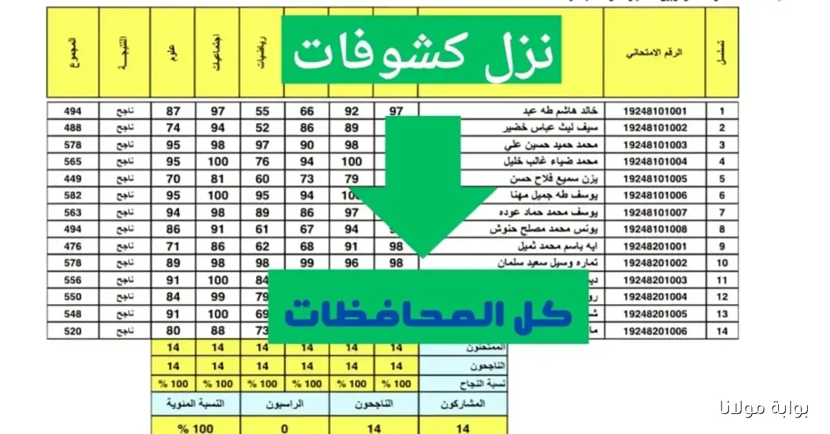نتائج الصف الثالث المتوسط الدور الثاني 2025 تحميل مباشر برقم الامتحاني والاسم عبر موقع نتائجنا PDF